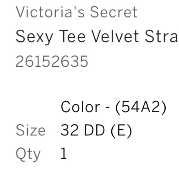 NWOT VS Victorias Secret - Sexy Tee Velvet Strap Push-Up Bra - 32DD - BLACK - Picture 7 of 7